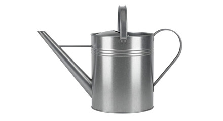 Isolated galvanized steel watering can for gardening and landscaping activities, indoors © Niamh