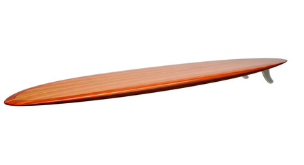 Isolated orange colored surf board, surfing gear, water sports activity, single object