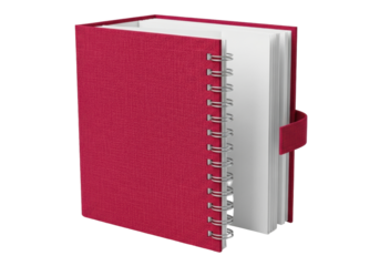 Isolated Red Spiral Notebook Open, Lined Paper Interior, Writing and Taking Notes Ready