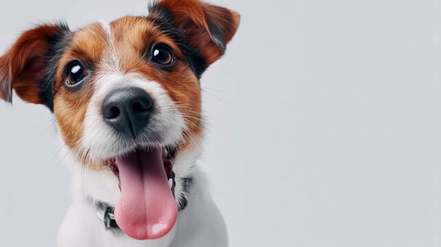 Funny boxer dog sticking out tongue on neutral background – pet humor and canine portrait concept