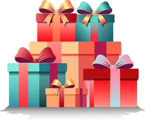 Colorful stacked gift boxes with bows perfect for celebrations and giving