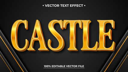 Fototapeta premium Gold Castle Text Effect on Black Background Editable Vector File Design