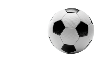 Classic black and white soccer ball perfect for athletic competition and sports events isolated on transparent background