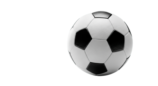 Classic black and white soccer ball perfect for athletic competition and sports events isolated on transparent background - Powered by Adobe