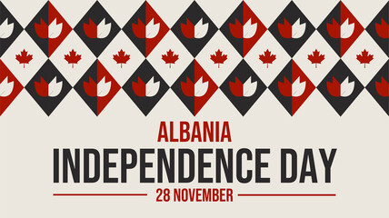 Modern Albania Independence Day banner design on white background, ideal for cultural pride and national observance