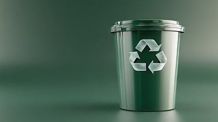Green recycling bin designed for waste collection located in a clean indoor environment promoting sustainability and eco-friendly practices