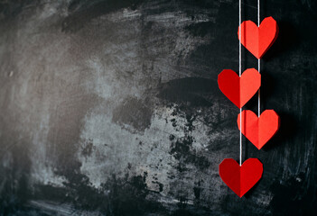 Happy Valentines Day holiday poster, flyer, greeting card, love, mothers day, romantic hearts on blackboard