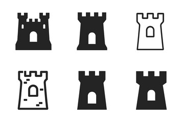 Cultural Heritage Icons. Cultural heritage sites. Icon set. Set Logo of cultural heritage sites: ancient castle tower. harmonious logo variations of the same
