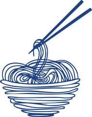 Minimal Noodle Bowl Icons Set | Asian Food Line Art