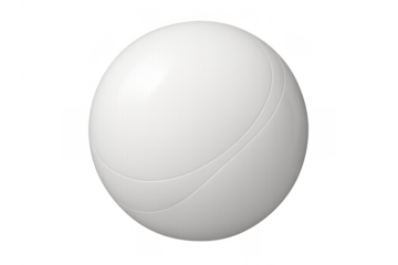 White volleyball with subtle lines, equipment for beach, indoor, and sand sports, transparent background