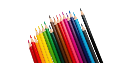 Vibrant artistic colored pencils for drawing sketching and education projects isolated on transparent background creative tools