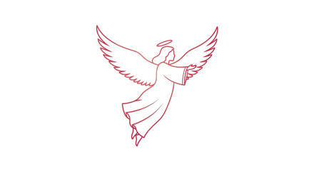 Obraz premium Elegant angel silhouette with flowing wings in red