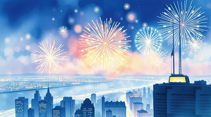 fireworks on the city