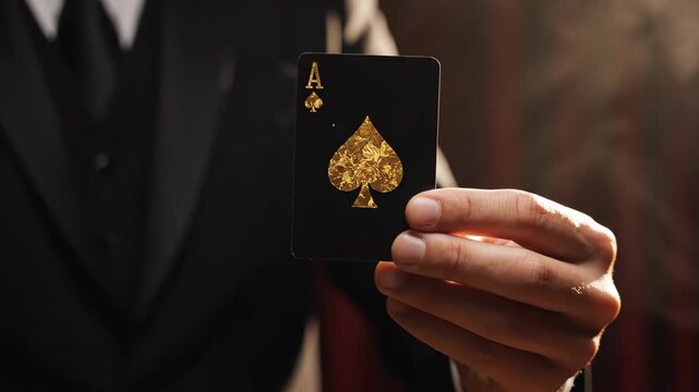 Close Up Ace Of Spades In Sleight Of Hand 4K