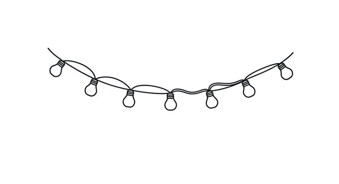 Minimalist line art of a fairy light bulb with a delicate wire curve - Powered by Adobe