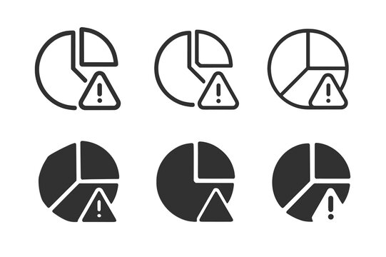 Error Analysis Logos. Error Log Analysis. Icon set. Set Logo of Error Log Analysis: pie chart with error segment. harmonious logo variations of the same