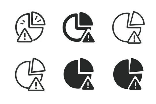 Error Analysis Logos. Error Log Analysis. Icon set. Set Logo of Error Log Analysis: pie chart with error segment. harmonious logo variations of the same
