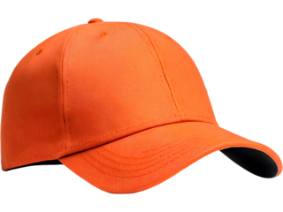 Orange baseball cap isolated on transparent background. Perfect for modern sport and casual style design.