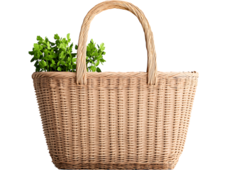 Basket of fresh vegetables isolated on transparent background. Ideal for organic food and market design.