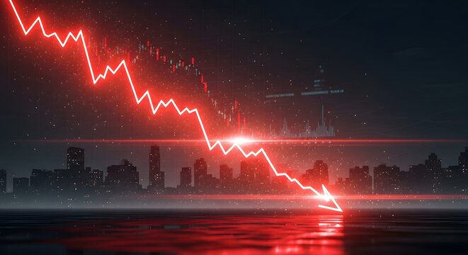Red economic indicator dips drastically, reflecting global market turmoil and financial uncertainty.