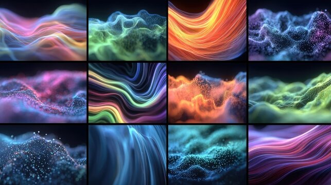 Neon glowing abstract fractal animations showcasing dynamic glowing patterns and vibrant neon colors ideal for digital art and video content.