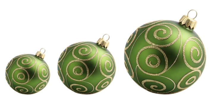 緑色の渦巻き模様のクリスマスオーナメント3個セット.