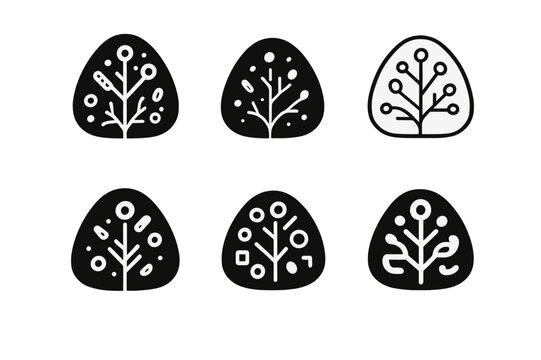 Humus Logo Variations. Humus. Icon set. Set Logo of humus: soil microorganisms enhancing organic decomposition. harmonious logo variations of the