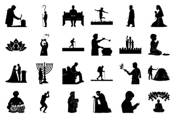 Silhouettes of People in Religious and Spiritual Settings