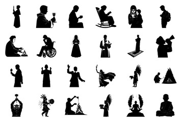 Spiritual and Religious Silhouettes People in Prayer and Ritual Keywords: religion, spirituality