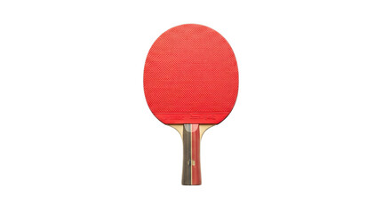 Vibrant red table tennis paddle for professional ping pong competition isolated on transparent background studio shot