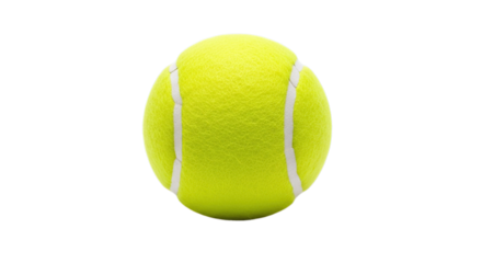 A single vibrant yellow tennis ball ready for an active game isolated on transparent background