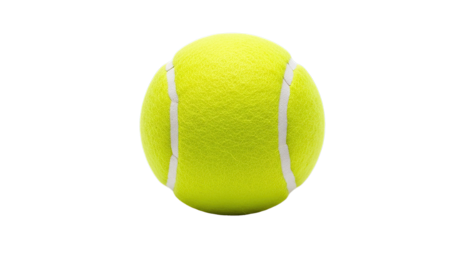 A single vibrant yellow tennis ball ready for an active game isolated on transparent background