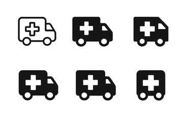 Mobile Medical Icons. Mobile medical unit. Icon set. Set Logo of mobile medical unit: first aid cross. harmonious logo variations of the same emblematic