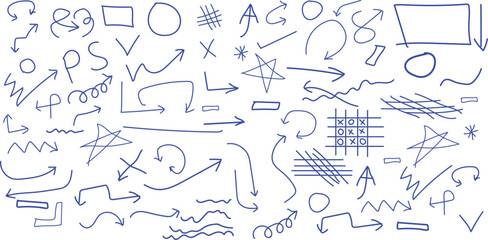 Hand-Drawn Arrow Doodles and Sketch Elements on White Background