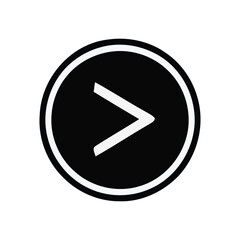 Fototapeta premium Black circle with a white outline and a right-pointing chevron symbol for web or app navigation