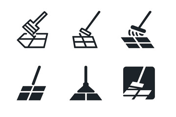 Mop Logo Variations. Mopping. Icon set. Set Logo of tiled floor with mop. harmonious logo variations of the same emblematic concept (Abstract geometric,