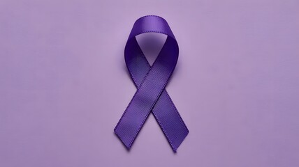 Purple awareness ribbon on pastel background symbolizing support, hope, and care for health awareness and social causes representation