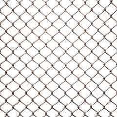 Fototapeta premium Metal mesh fence on transparent background, industrial protection concept, security barrier and metal texture design