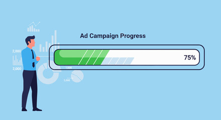 Fototapeta premium Visualizing Ad Campaign Progress Bar And Business Metrics