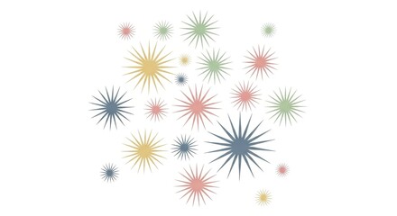 Colorful starburst patterns in pastel shades for festive design  