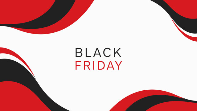 Modern Black Friday sale design with dynamic red and black shapes for bold promotion campaign appeal