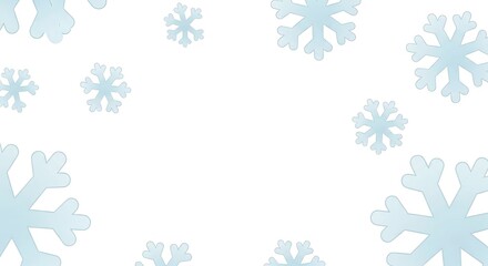 Snowflakes in light blue color on a white background  