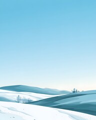 Fototapeta premium Flat vector winter contour hills minimal soft shading empty layout for greetings