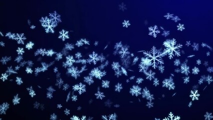 Whimsical snowfall overlay animation, magical falling snow with glowing fireflies and a soft blue background, perfect for winter scenes - Powered by Adobe