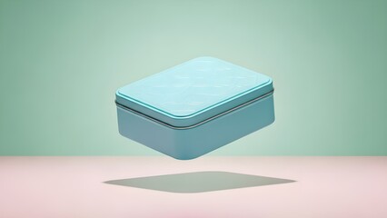 Floating mint tin can with soft shadow, minimal luxury