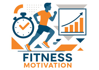 Male runner with stopwatch and chart symbolizing fitness motivation