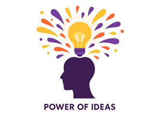 Silhouette head with colorful lightbulb signifying idea generation and creativity
