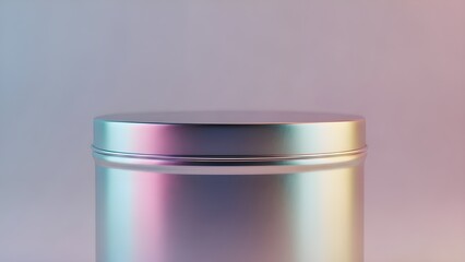 Close-up luxury mint tin can macro detail in pastel studio