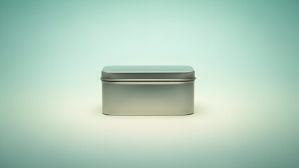 Tin can on mint gradient background, soft luxury aesthetic