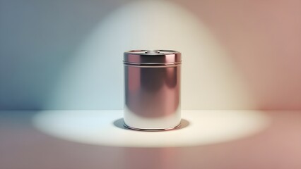 Luxury mint tin can under soft spotlight in premium studio